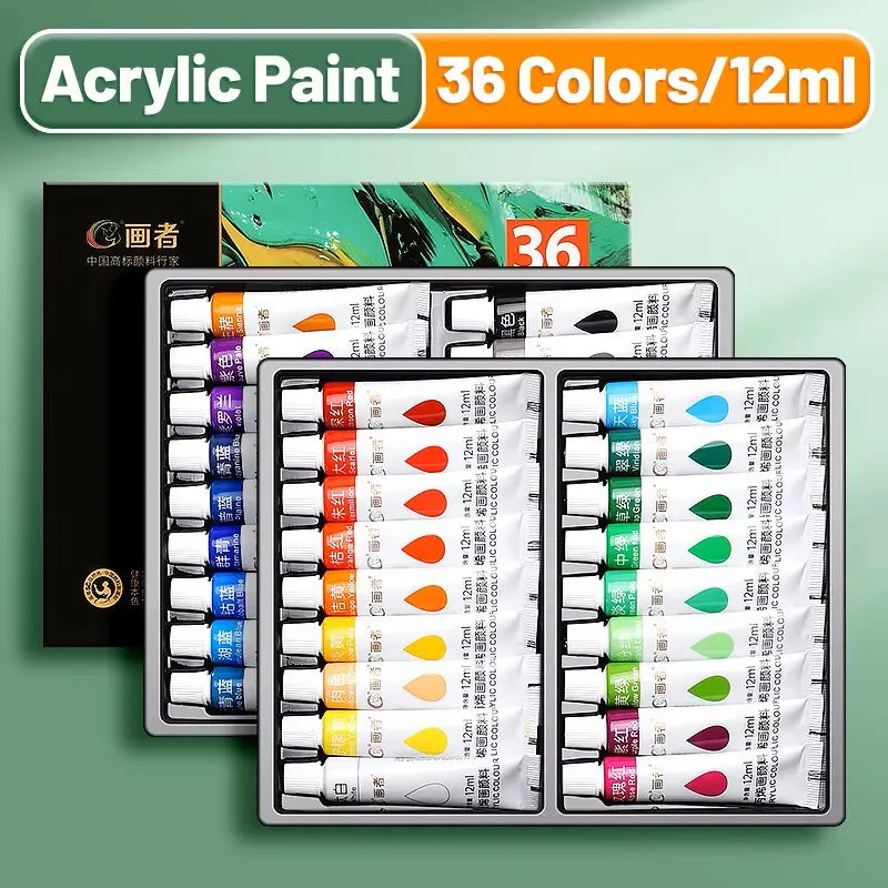 Acrylic Paint Set 12/18/24/36 Colors,12ml Acrylic Painting Kit For Paper,Wood,Canvas,Rock,Ceramic,Clothes,DIY