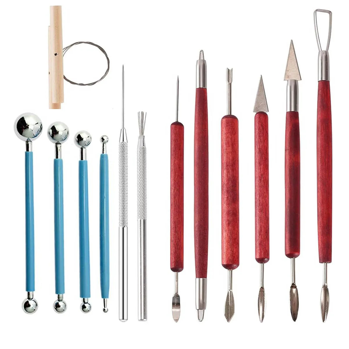 Clay Sculpting Tools Set 13Pcs Air Cold Clay Tool Art Pottery Tool Wooden Handle Double-Sided Set for Pottery Ceramics Sculpting