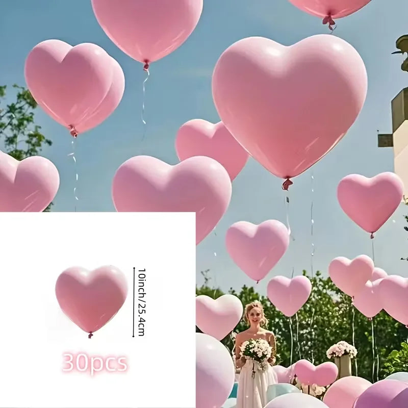 30 pink heart-shaped latex balloons, suitable for Valentine's Day, wedding, festival decoration, indoor and outdoor decoration