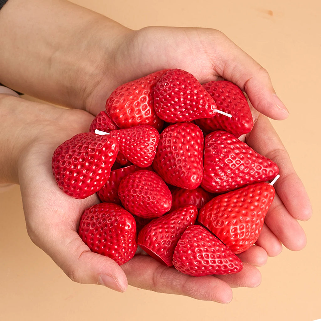 4Pcs Strawberry Shaped Silicone Candle Mold DIY Handmade Fruit Scented Candles Soap Craft Casting Molds Home Valentine's Day Dec