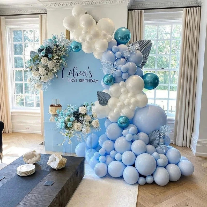 146pcs Baby Blue Balloons Garland Birthday Party Supplies Balloon Arch Kit Air Globos Baby Shower Gender Reveal Decoration