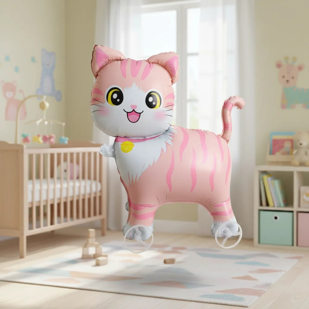 Cartoon Standing Animal Ballons with Wheels Kids Toys Outdoor Yard Walking Balloons Birthday Party Baby Shower Decor Photo Props