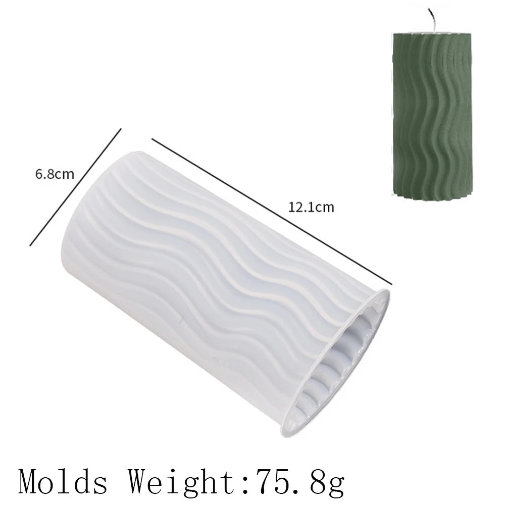 Cylinder Silicone Candle Mold DIY Stripe Candles Dinner Ornament Making Plaster Epoxy Resin Molds Home Decor Handmade Gifts