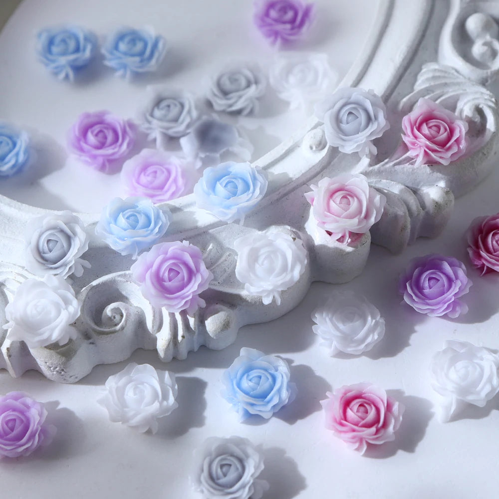 100 pcs/bag Mix Epoxy Rose Flower Resin Filling Accessories 3D Multicolor Rose Flowers Spring DIY Jewelry Crafts Making Supplies