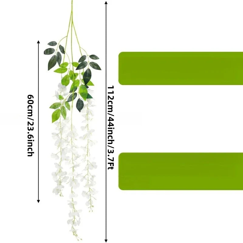 12pcs Wisteria Vine Artificial Flowers Wholesale Trailing Fake String for Home Wedding Party Decor Silk
