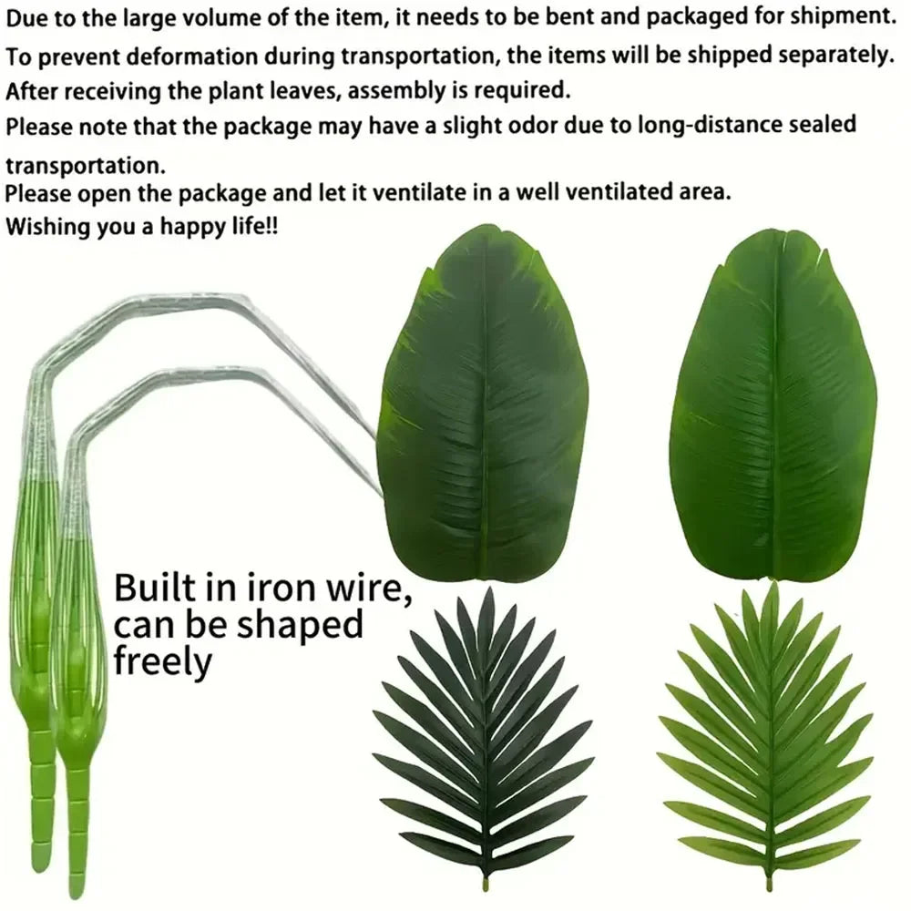 2pcs 82cm Large Scale Simulation Artificial Palm Tree and Banana Leaves Potted Plants Indoor Green Plants Garden Potted Plant