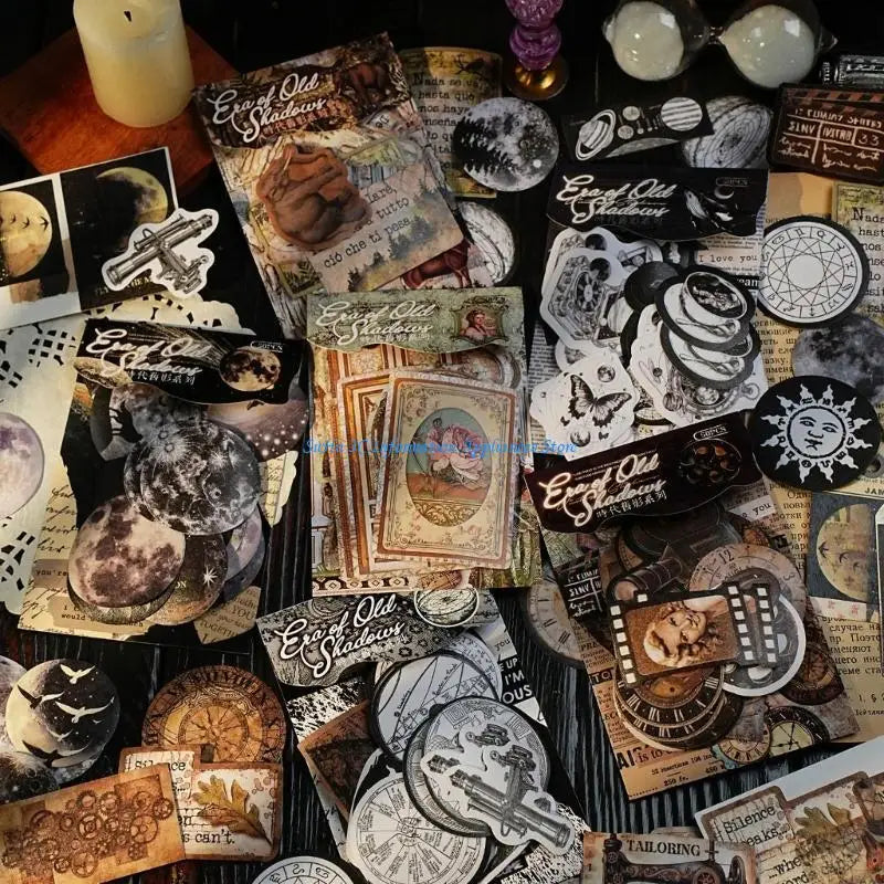 50Pcs Retro Aesthetic Sticker Scrapbooking Decoration Sticker Journaling Sticker