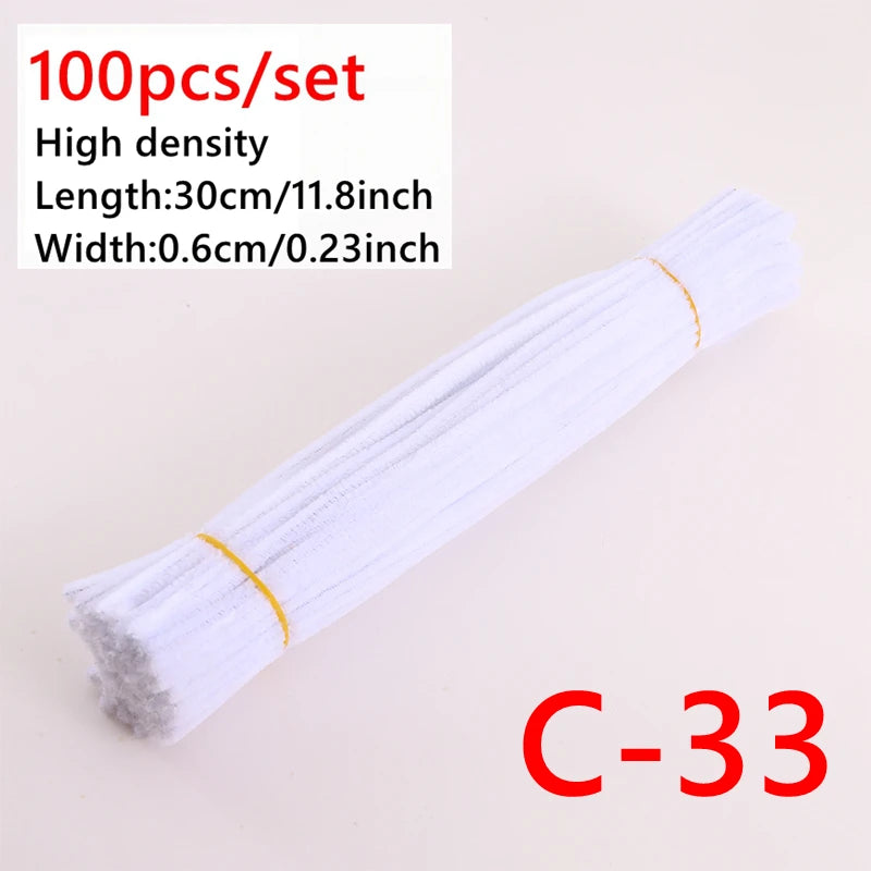 100 Pcs Colorful Chenille Stems Pipe Cleaners Plush Tinsel Stem Wired Sticks Twist Stick Hair Strip DIY Craft Educational Toys