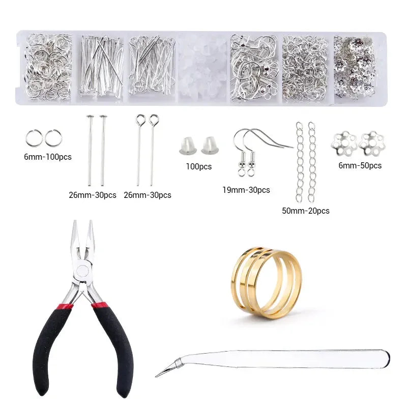 Jewelry Making Supplies Kit with Jewelry Tools, Jewelry Copper Wires Thread and Jewelry Findings for Jewelry Making