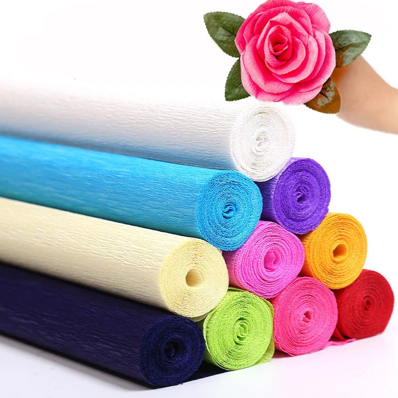 250x50cm Crepe Paper Colored Roll Origami Crinkled Crepe Paper Craft DIY Flowers Decoration Gift Wrapping Thickened Paper Craft