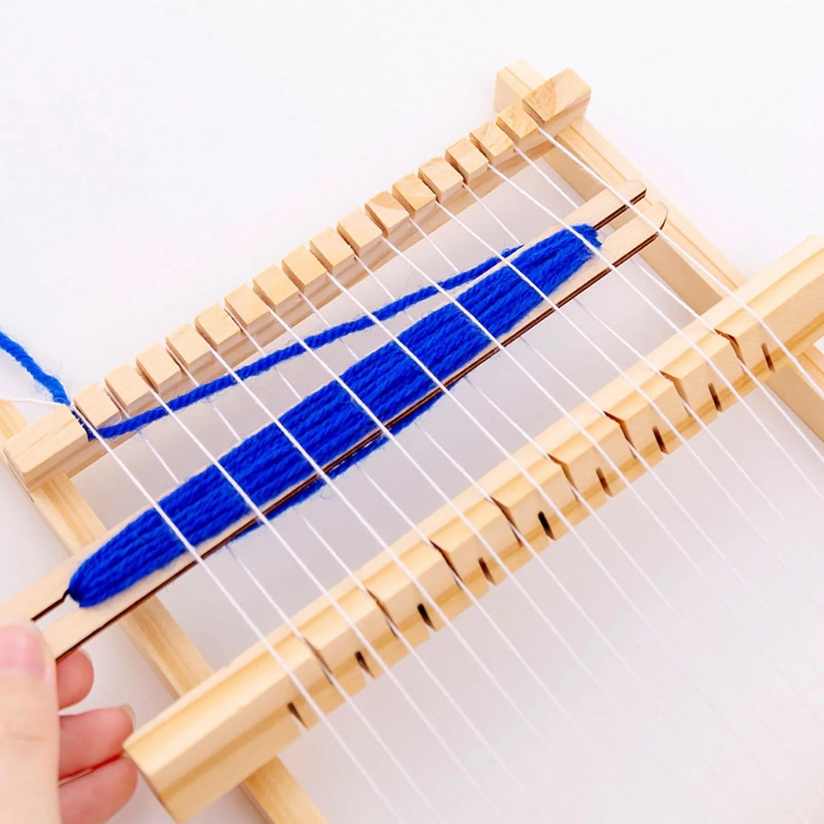 Traditional Wooden Hand Knitting Weaving Loom Toy Set for Kids with Accessories DIY Craft Box Home Educational Art Tool