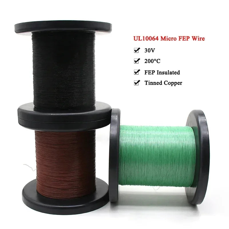 10/100/200/500m UL10064 PTFE Wire 40/36/34/32/30/28/26AWG Ultra Fine Micro Litz FEP Insulation Tinned Copper Cable for Soldering