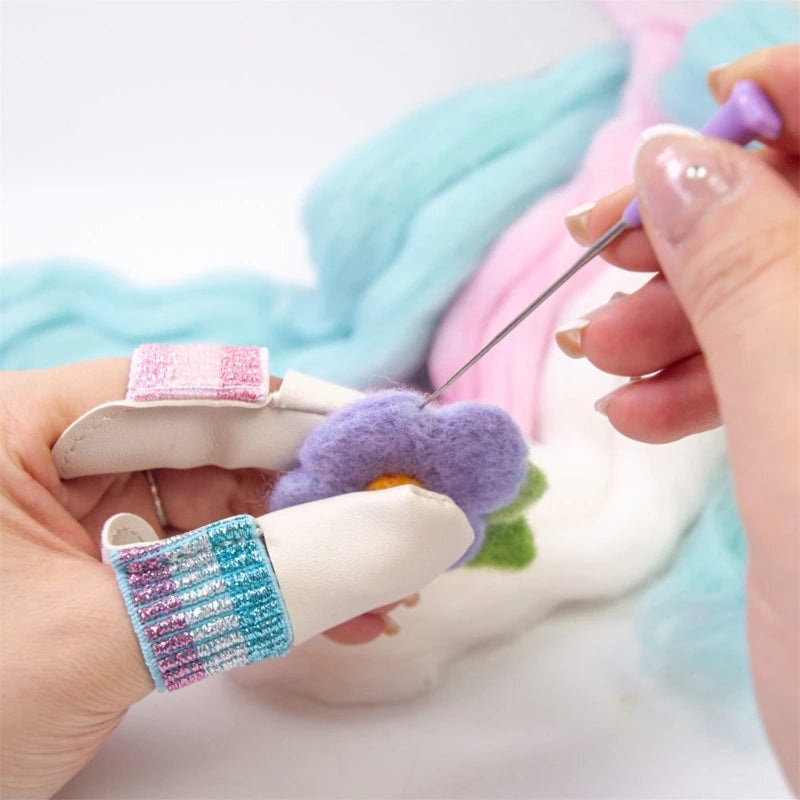 2pcs/Pair Knitting Finger Protector Leather Thimbles Embroidery Crochet Finger Guard Thimble Protector for Craft Needlework