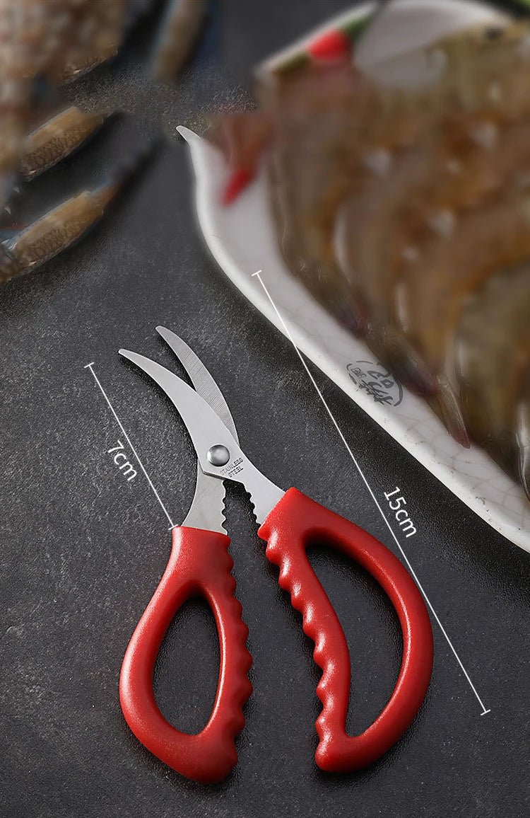 Scissors Kitchen Seafood Scissors Multifunctional Stainless Steel Shears Seafood Fish Crab Shrimp Lobster Scissors Peeling Tool