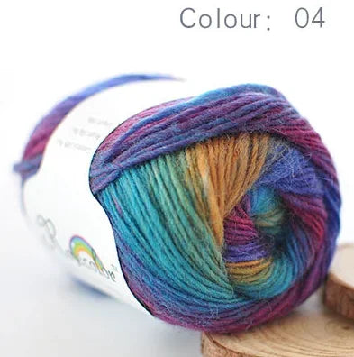 100% Wool Yarn Rainbow Color for Hand Knitting Crochet Hand-Woven Thickness Woolen Yarn Woolen Yarn Crocheting Shawl Thread
