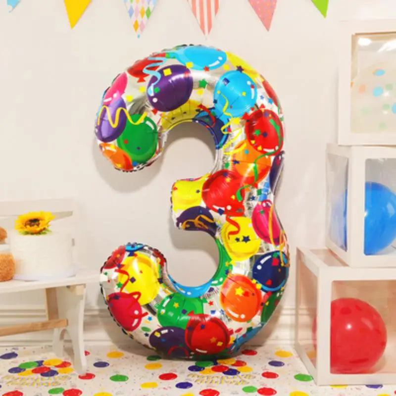Large Colored Digital Aluminum Balloons for Children and Adults Birthday Party Decoration Baby Girl and Boy Photography Tool 40”