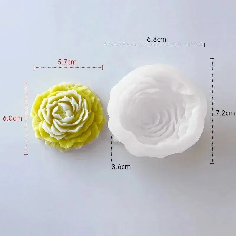 3D Peony Candle Silicone Mold DIY Relief Flower Soap Resin Plaster Mould Home Decor Chocolate Cake Ice Baking Making Tool Gifts