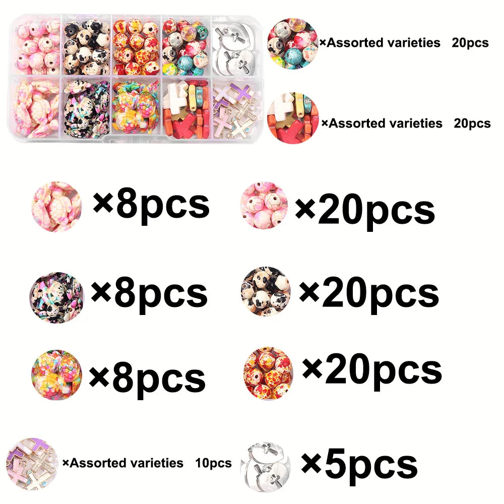 1 Set of Turquoise Beads and Other Decorative Bead Jewelry Making Kit Can Be Used for DIY Jewelry Crafts Production