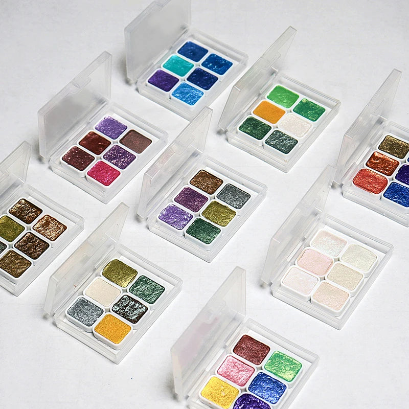 6-Color Iridescent Watercolor Paint Set for Artists and Painting Enthusiasts, Perfect for Professional Artistic Purposes