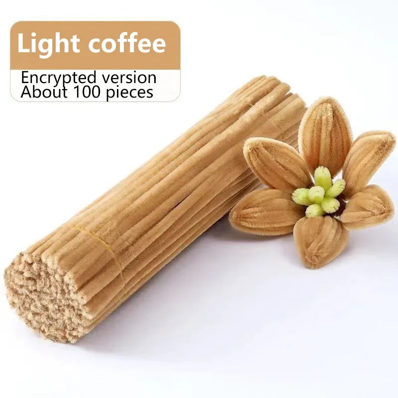 100pcs Chenille Stems Toys DIY Strips Twist Bar Anvil Wire Craft Pipe Creative Hobby Children Plush Stick Chenille Sticks