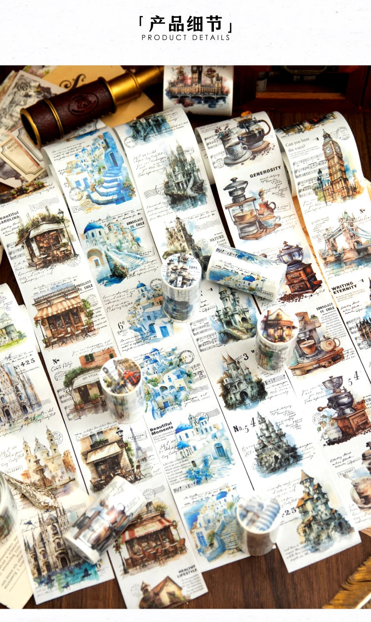 Yoofun 7.5x200cm A Journey of Relics Washi Tape for Collage Junk Journal Scrapbooking diy Stationery Masking Tape Labels