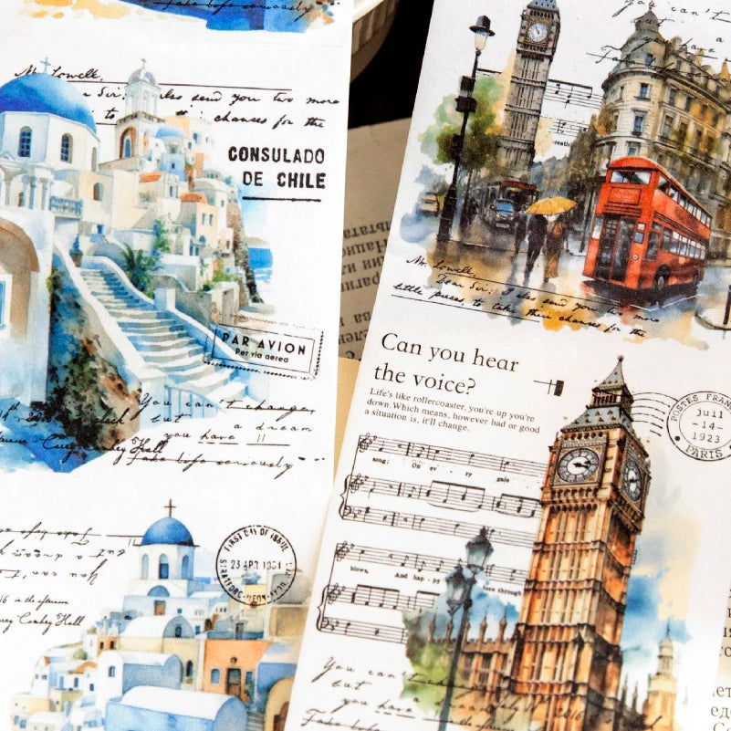 Yoofun 7.5x200cm A Journey of Relics Washi Tape for Collage Junk Journal Scrapbooking diy Stationery Masking Tape Labels