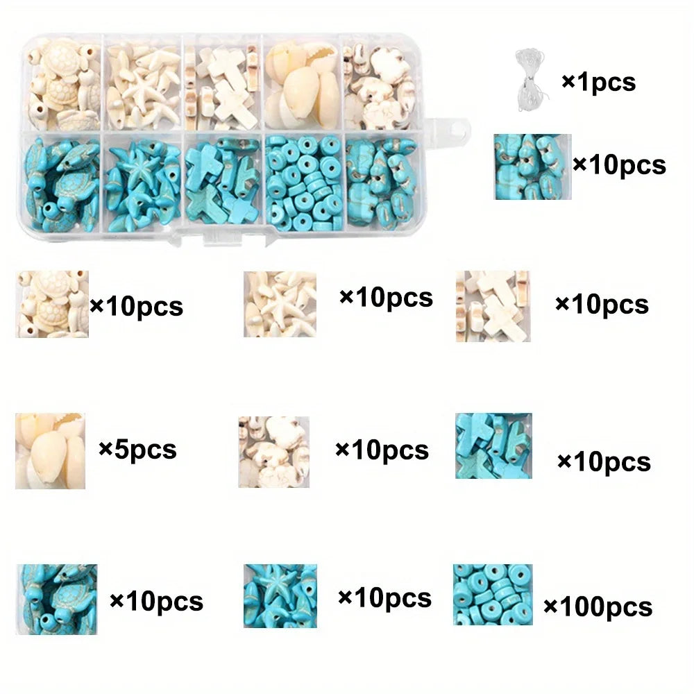 1 Set of Turquoise Beads and Other Decorative Bead Jewelry Making Kit Can Be Used for DIY Jewelry Crafts Production
