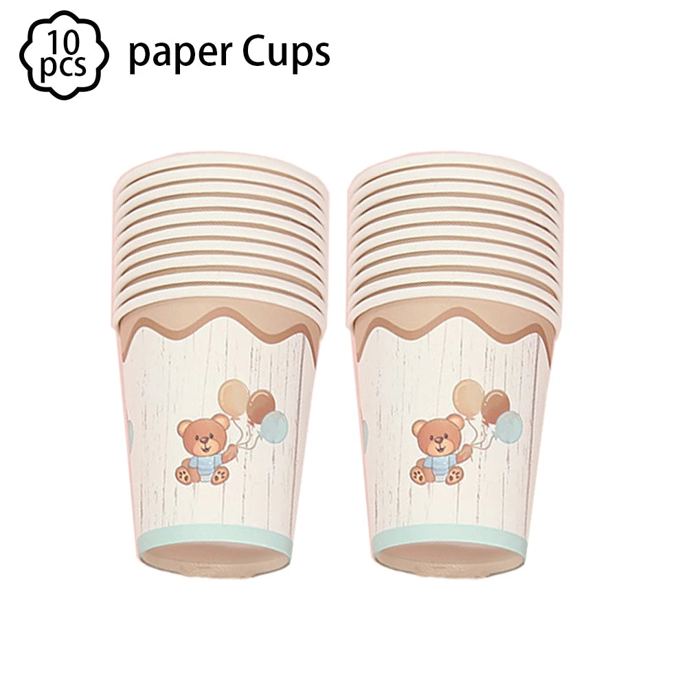 Brown Teddy Bear disposable tableware Teddy Bear party napkins plates cups kids Teddy Bear Birthday Party decoration Baby Shower
