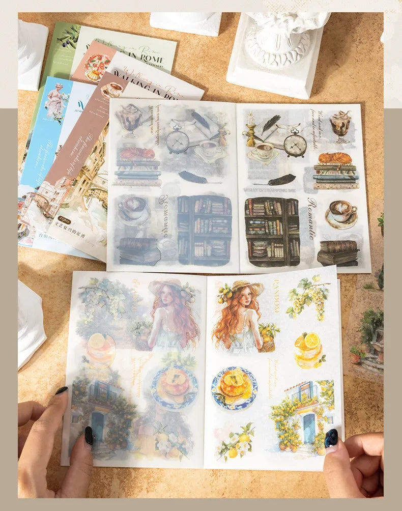 10pcs per Walking in Rome Collection Roman Handbook pack Sticky Notebook Stationery Materials Scrapbook cut 181*119mm