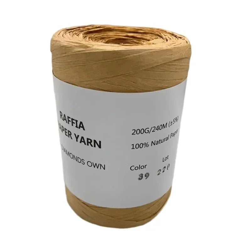 240M Home Decoration Knitting Yarn 100% Natural RAFFIA Paper Yarn Braided Cord Supplies Fiber Paper Rope DIY Summer Bag DIY