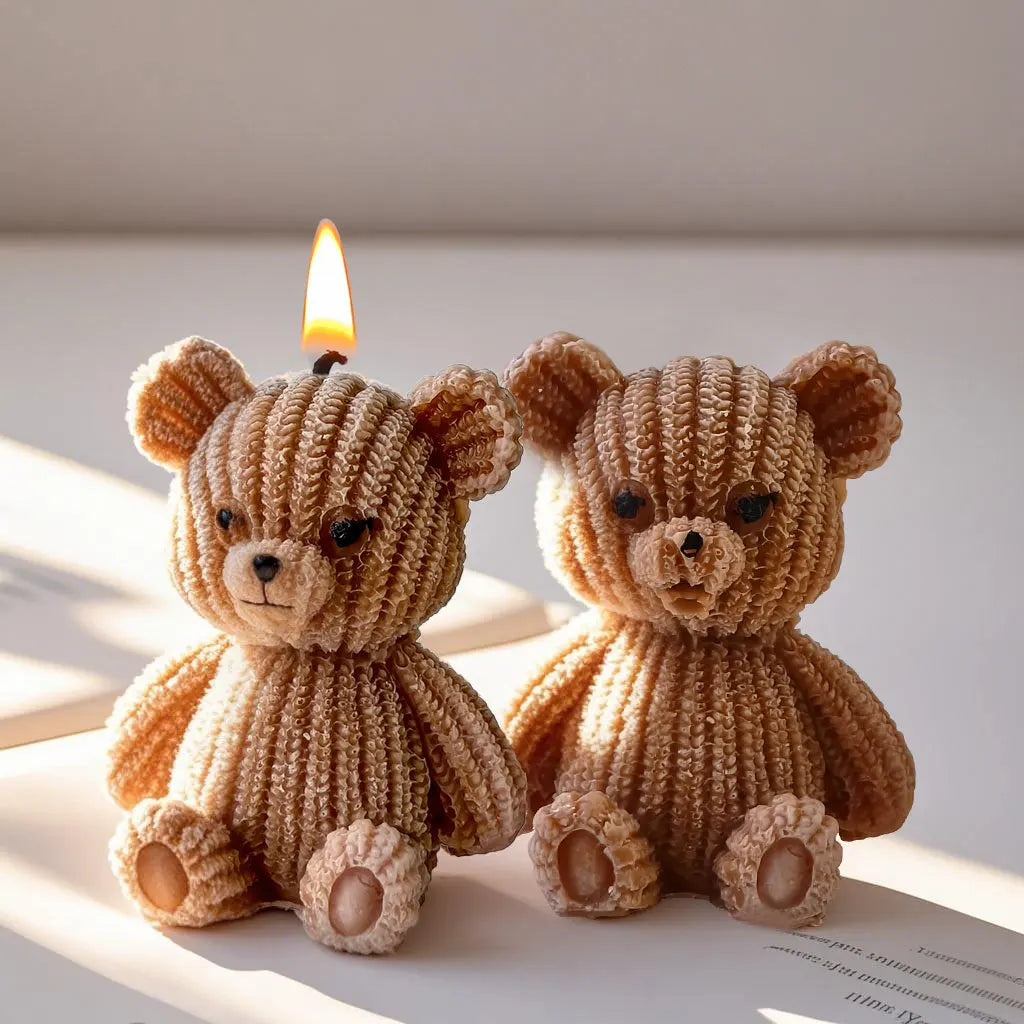 Cute Mini Bear Candle Silicone Mold Scented Candle Plaster Mould DIY Handmade Candy Chocolate Making Baking Mold Home Decor Gift