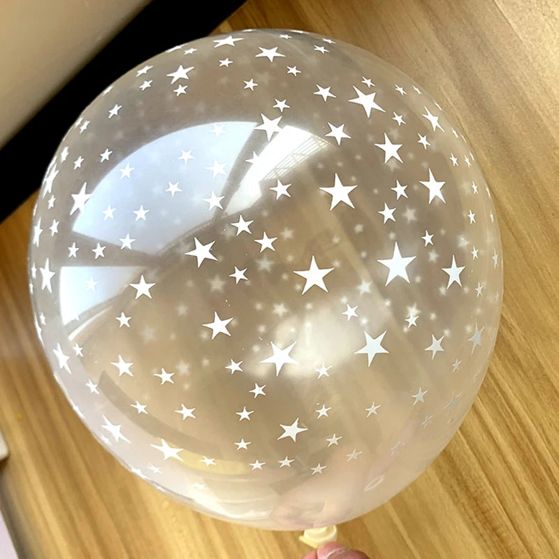 15pcs 12inch Luminous Blue Latex Balloons with Clear Transparent Star balloon for Wedding Baby Shower Decor Birthday Party Balls