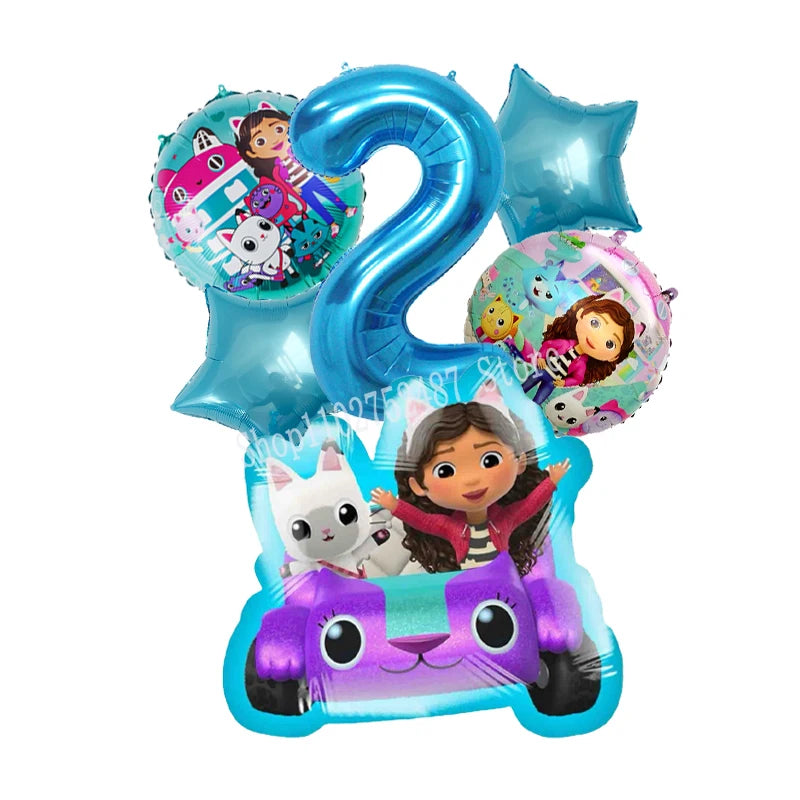 Gabby Dollhouses Birthday Balloons Girls New Anime Digit 1-10 Party Decoration Baby Shower Gender Reveal Ballons Kids Toys Gift