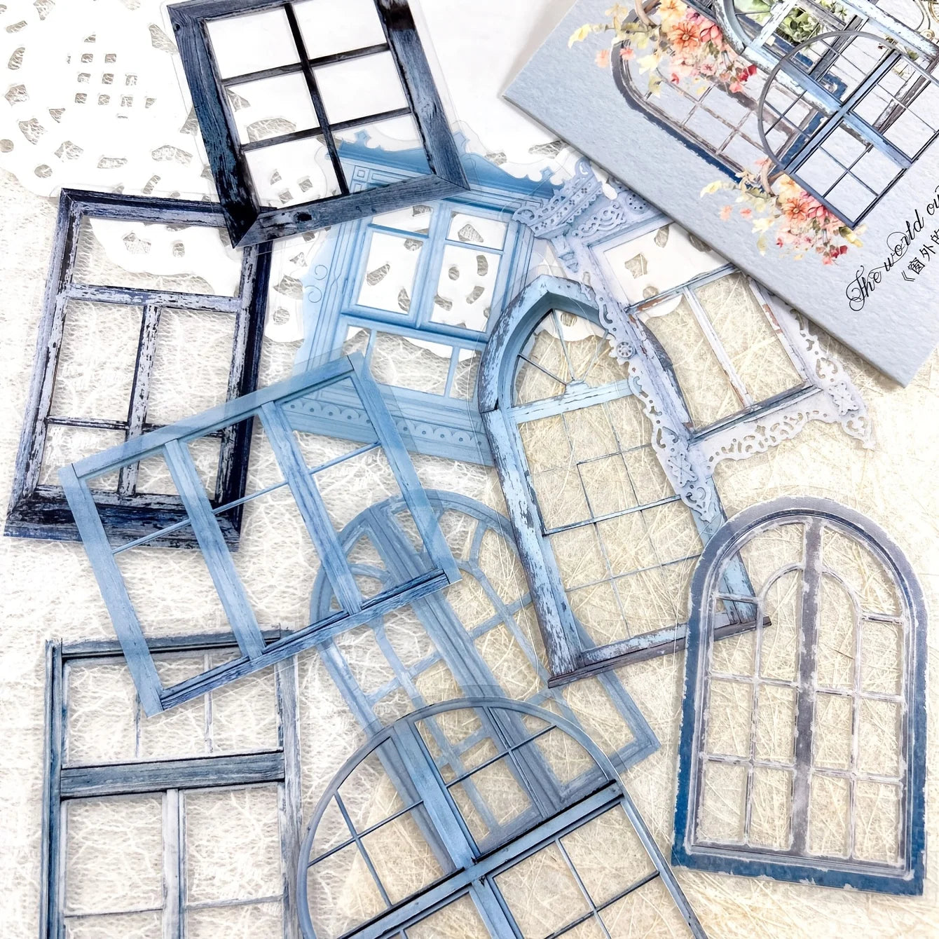 JIANQI 11 Pcs/Pack Retro Gate Stickers Decorative Scrapbooking Collage Materials Vintage Gates Decals for Journal Craft Making