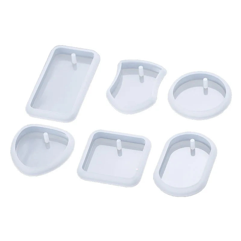 Resin Keychain Pendant Mold Square Irregular Shape Rectangular Hanging Silicone Mould Jewelry DIY Hand Crafts Gifts Decoration