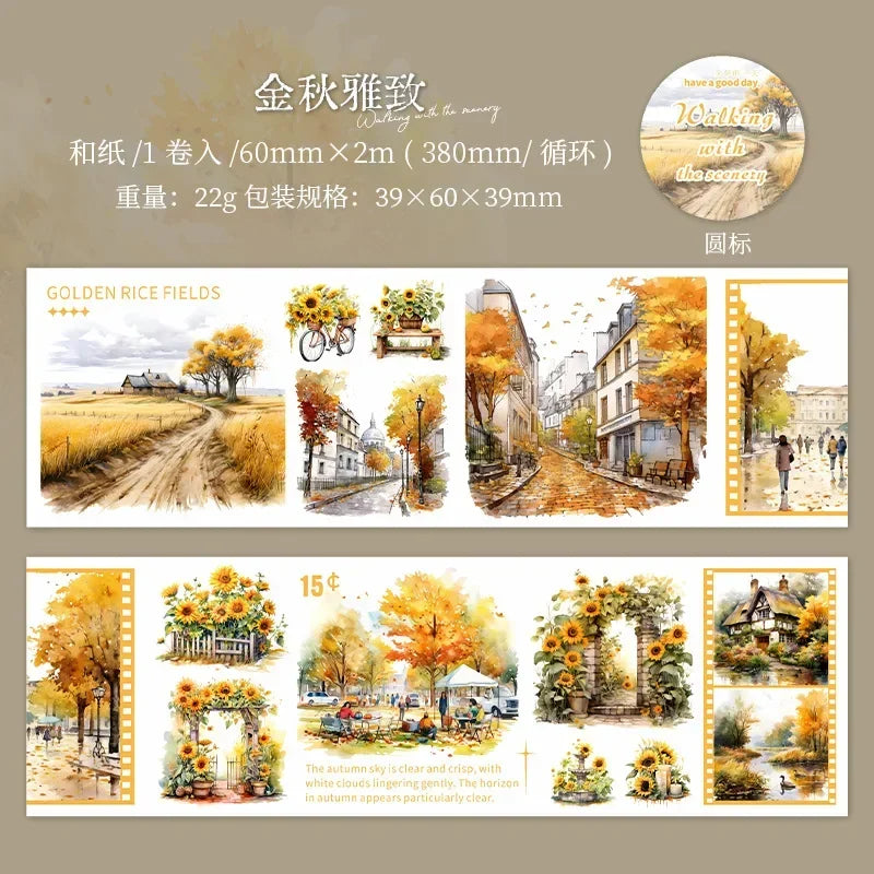 60mm*2m Vintage Washi Tape 38cm Decoration DIY  Daily Garbage Collage Loop Stationery Craft Tape Scrapbook