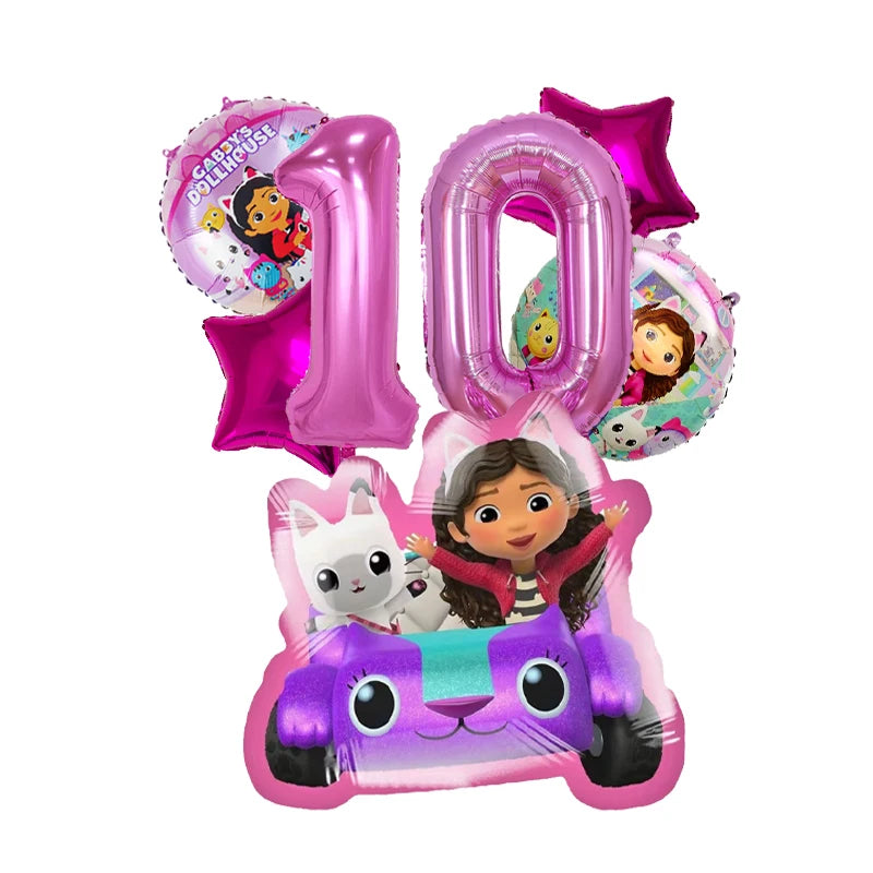 Gabby Dollhouses Birthday Balloons Girls New Anime Digit 1-10 Party Decoration Baby Shower Gender Reveal Ballons Kids Toys Gift