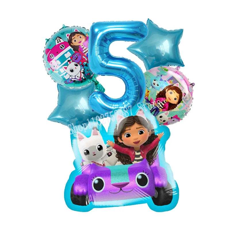 Gabby Dollhouses Birthday Balloons Girls New Anime Digit 1-10 Party Decoration Baby Shower Gender Reveal Ballons Kids Toys Gift