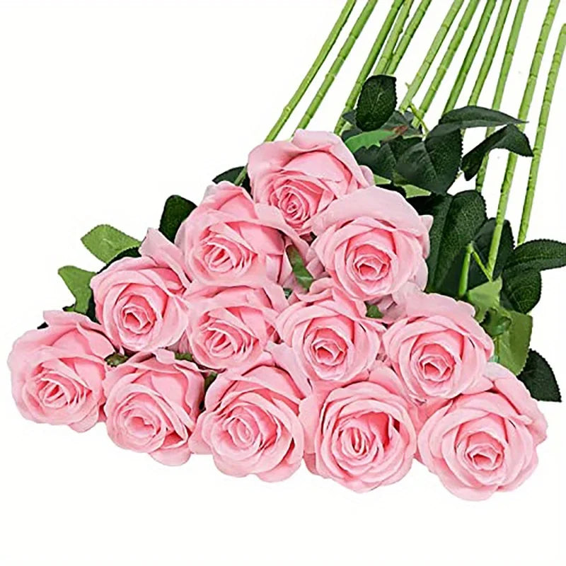 12pcs Realistic Artificial Rose Bouquet for Weddings, Birthdays, and More  for Floral Arrangements and Home Decor