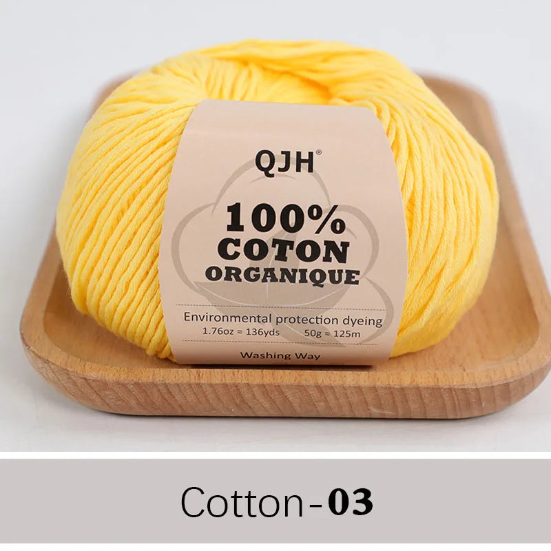QJH 100% Cotton Yarn, Cotton Baby Sport Weight Yarn, Amigurumi Yarn, Summer Soft Yarn, Crochet/Knitting Yarn - 6 Pcs