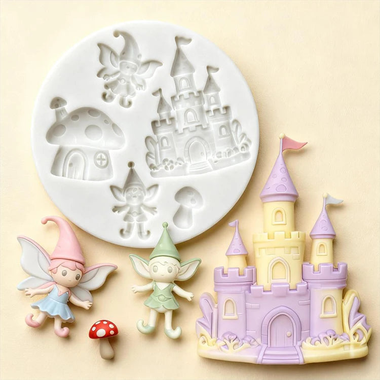 Elves Castle Silicone Molds Forest Series Elf Mushroom Gem Fondant Chocolate Mould Baking Tools Cake Decoration Accessories