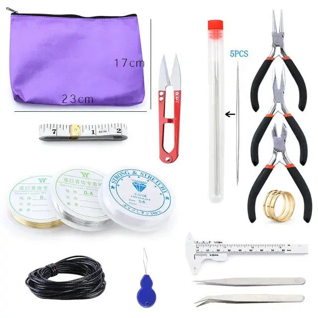 Jewelry Making Supplies Kit with Jewelry Tools, Jewelry Copper Wires Thread and Jewelry Findings for Jewelry Making