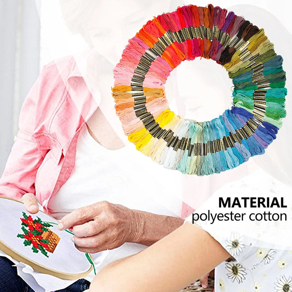100/200Pcs Cross Stitch Cotton Embroidery Thread Floss Sewing Skeins Craft DIY Tool Multicolor Embroidery Thread Cross Stitch