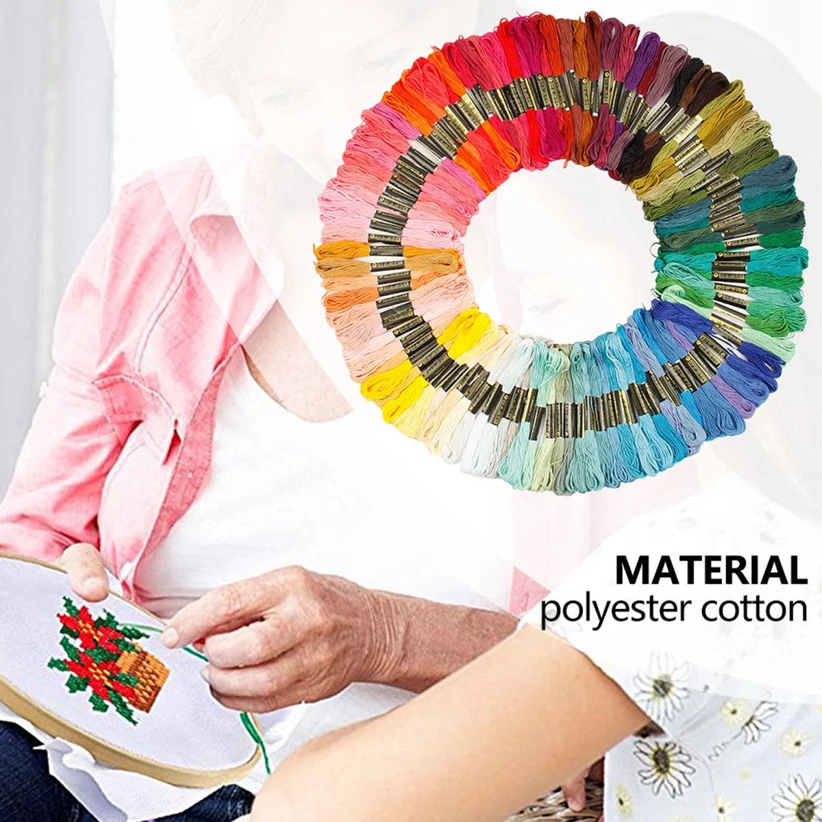 100/200Pcs Cross Stitch Cotton Embroidery Thread Floss Sewing Skeins Craft DIY Tool Multicolor Embroidery Thread Cross Stitch