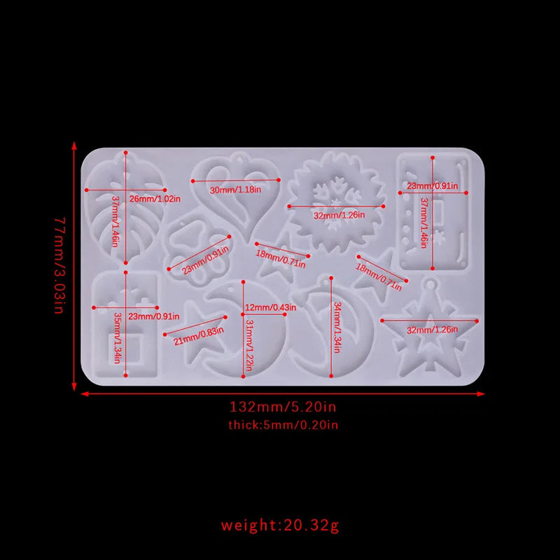 Earring Pendant Silicone Mold Epoxy Resin Jewelry Making Molds Heart Leaves Moon DIY Charms Pendant Mould Creative Jewelry Craft