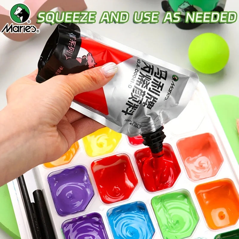 12 Colors Marie's Acrylic Paint Set,100ml/3.38oz,Vibrant Colors,Perect for Artists,Paints on Rocks,Crafts,Canvas,Wood,Stone