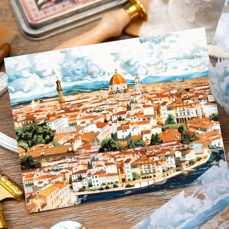 75mm x 2m Washi Tape Europe Travel PET Scenic DIY Scrapbooking Journal Planner Stickers for Phone Case Notebook Decoration