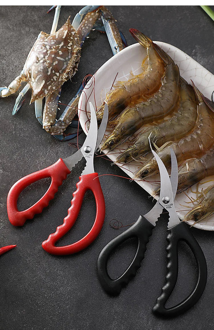 Scissors Kitchen Seafood Scissors Multifunctional Stainless Steel Shears Seafood Fish Crab Shrimp Lobster Scissors Peeling Tool