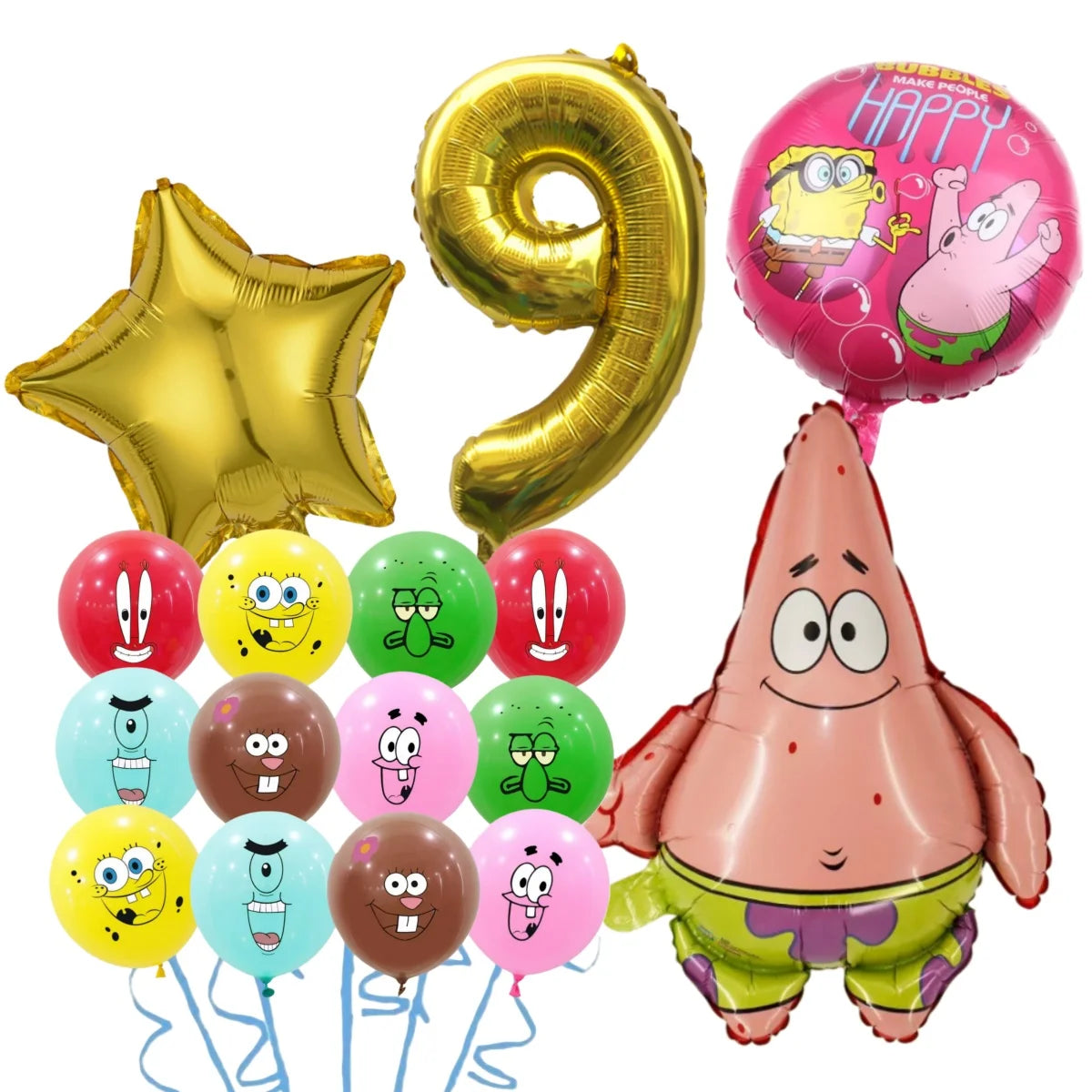 Cartoon SpongeBob Theme Birthday Party Decoration Balloons Digital Balloons Baby Shower Birthday Gifts Party latex Party Balloon