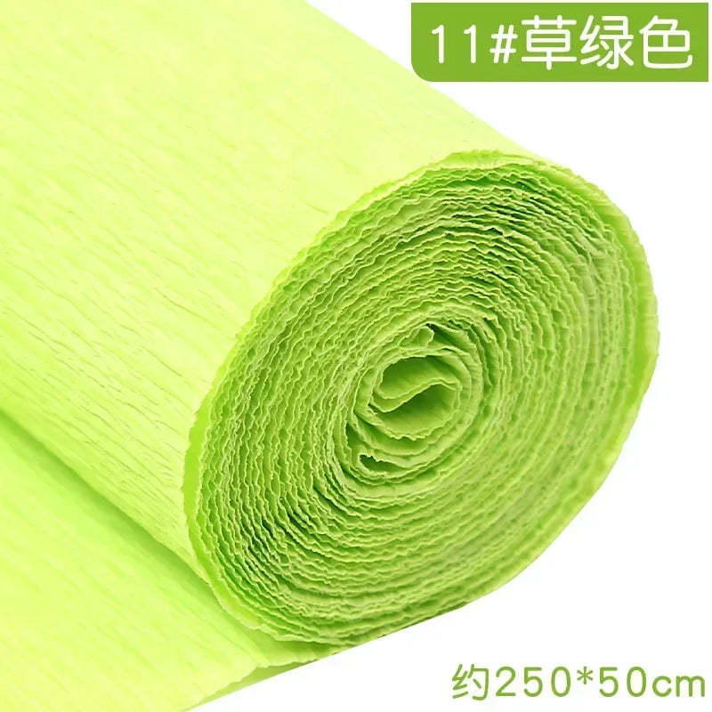 1Pcs 50x250cm Colored Crepe Paper Craft DIY Flowers Decoration Gift Wrapping Paper Craft Roll Origami Handmade Crinkled Paper